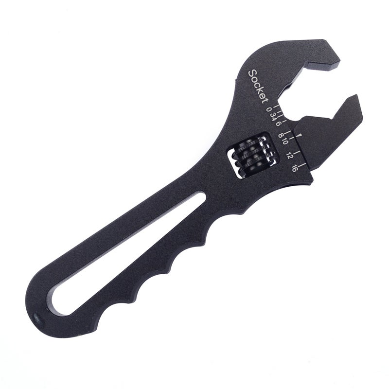 SYKRSS An Fitting Wrench 3AN-16AN Adjustable Wrench Aluminum Lightweight Spanner Tools for An Hose Fitting Adapter End  Black - Image 1
